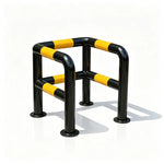 GROVIA C Type Double Layer Safety Barrier Heavy Duty Steel Crash Guard Rail for Corner Equipment Protection - Black & Yellow