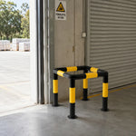 GROVIA Square Type Safety Barrier 100x100cm Heavy Duty Steel Crash Guard Rail with Yellow Black Warning Design for Equipment Protection - Yellow & Black