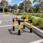 GROVIA Square Type Safety Barrier 100x100cm Heavy Duty Steel Crash Guard Rail with Yellow Black Warning Design for Equipment Protection - Yellow & Black