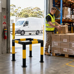 GROVIA Square Type Safety Barrier 100x100cm Heavy Duty Steel Crash Guard Rail with Yellow Black Warning Design for Equipment Protection - Yellow & Black