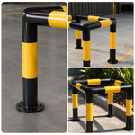 GROVIA Square Type Safety Barrier 100x100cm Heavy Duty Steel Crash Guard Rail with Yellow Black Warning Design for Equipment Protection - Yellow & Black