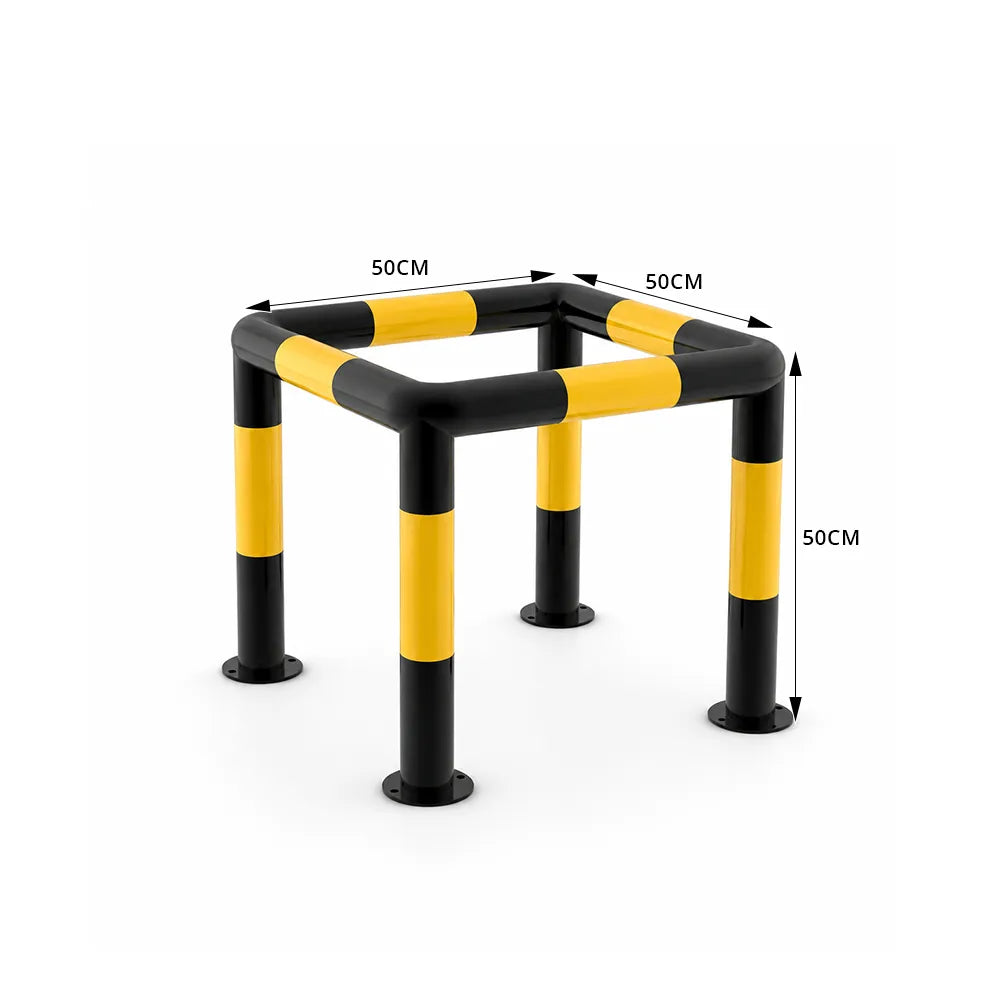 GROVIA Square Type Safety Barrier 100x100cm Heavy Duty Steel Crash Guard Rail with Yellow Black Warning Design for Equipment Protection - Yellow & Black