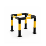 GROVIA Square Type Safety Barrier 100x100cm Heavy Duty Steel Crash Guard Rail with Yellow Black Warning Design for Equipment Protection - Yellow & Black