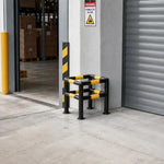 GROVIA Square Type Double Layer Safety Barrier 100x100cm Heavy Duty Steel Crash Guard Rail for Equipment Protection - Black & Yellow