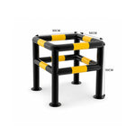 GROVIA Square Type Double Layer Safety Barrier 100x100cm Heavy Duty Steel Crash Guard Rail for Equipment Protection - Black & Yellow