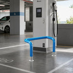 GROVIA Safety Barrier 100/120cm Heavy Duty Steel Crash Guard Rail with Blue White Warning Design for Parking Area Protection - Blue & White