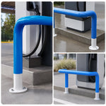 GROVIA Safety Barrier 100/120cm Heavy Duty Steel Crash Guard Rail with Blue White Warning Design for Parking Area Protection - Blue & White