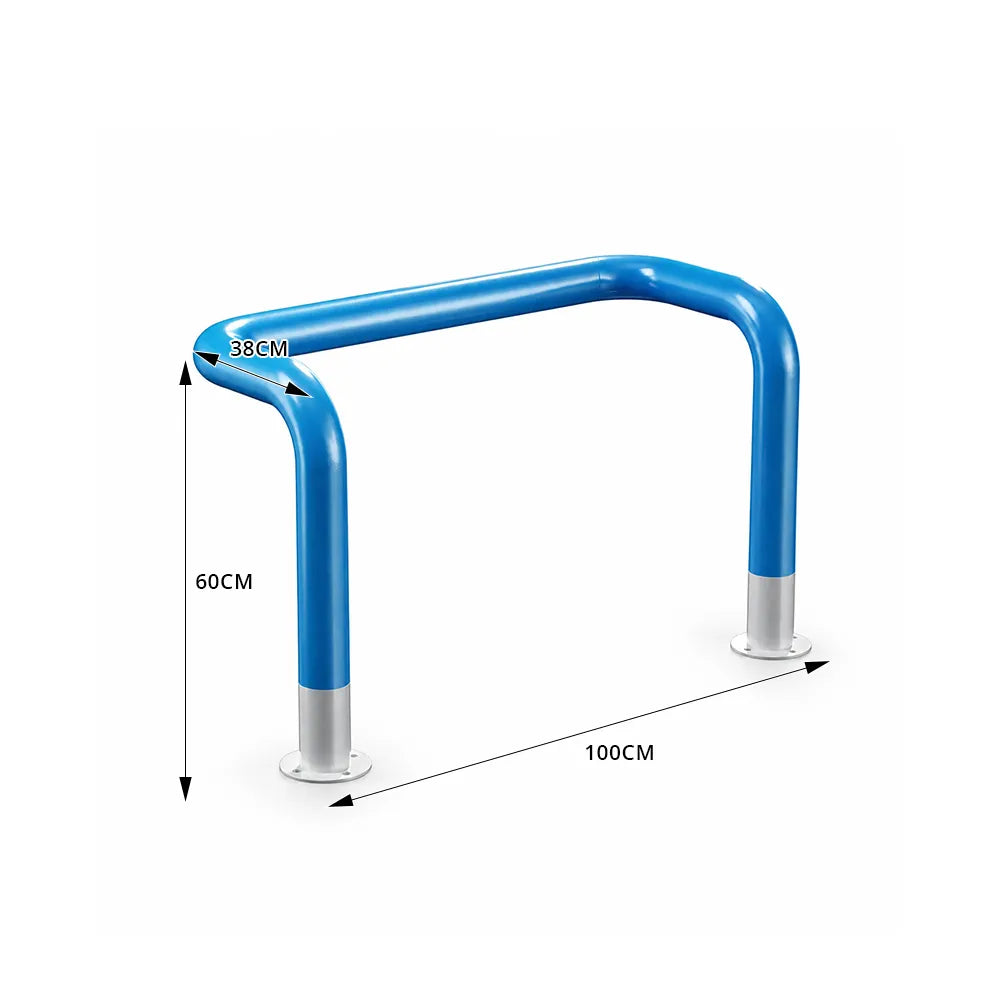 GROVIA Safety Barrier 100/120cm Heavy Duty Steel Crash Guard Rail with Blue White Warning Design for Parking Area Protection - Blue & White