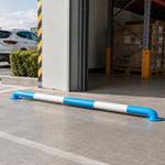 GROVIA U Type Safety Barrier 200cm Heavy Duty Steel Crash Guard Rail 76/89mm Tube for Parking Area Protection - Blue White