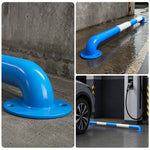 GROVIA U Type Safety Barrier 200cm Heavy Duty Steel Crash Guard Rail 76/89mm Tube for Parking Area Protection - Blue White