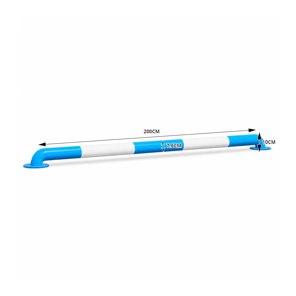 GROVIA U Type Safety Barrier 200cm Heavy Duty Steel Crash Guard Rail 76/89mm Tube for Parking Area Protection - Blue White