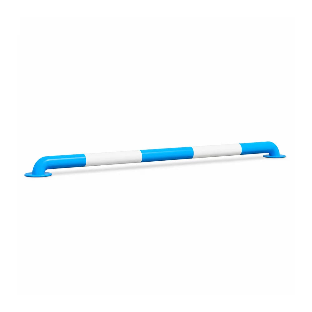 GROVIA U Type Safety Barrier 200cm Heavy Duty Steel Crash Guard Rail 76/89mm Tube for Parking Area Protection - Blue White