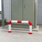 GROVIA U Type Safety Barrier 120x60cm Heavy Duty Steel Crash Guard Rail 108mm Tube Red White Warning Design - Red & White