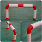 GROVIA U Type Safety Barrier 120x60cm Heavy Duty Steel Crash Guard Rail 108mm Tube Red White Warning Design - Red & White