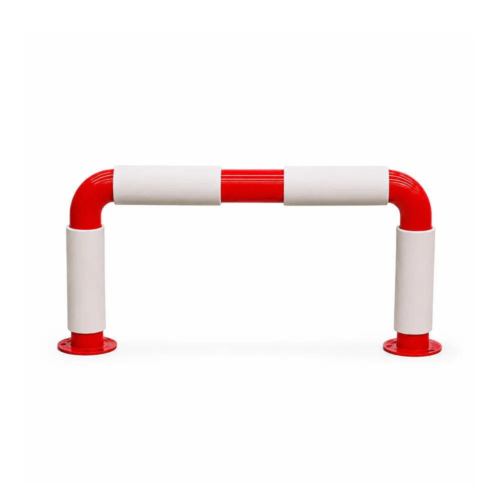 GROVIA U Type Safety Barrier 120x60cm Heavy Duty Steel Crash Guard Rail 108mm Tube Red White Warning Design - Red & White
