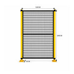 GROVIA Safety Mesh Fence 2m Height x 1.2m Width Steel Security Barrier with Yellow Posts for Factory Warehouse Partition - Black & Yellow