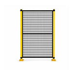 GROVIA Safety Mesh Fence 2m Height x 1.2m Width Steel Security Barrier with Yellow Posts for Factory Warehouse Partition - Black & Yellow