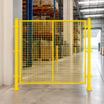 GROVIA Steel Mesh Safety Fence 1.2m Height x 2m Width Industrial Barrier Panel with Post for Factory Warehouse Partition - Yellow