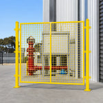 GROVIA Steel Mesh Safety Fence 1.2m Height x 2m Width Industrial Barrier Panel with Post for Factory Warehouse Partition - Yellow