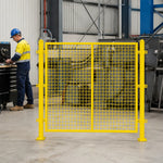 GROVIA Steel Mesh Safety Fence 1.2m Height x 2m Width Industrial Barrier Panel with Post for Factory Warehouse Partition - Yellow