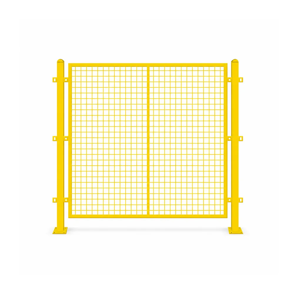 GROVIA Steel Mesh Safety Fence 1.2m Height x 2m Width Industrial Barrier Panel with Post for Factory Warehouse Partition - Yellow