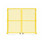 GROVIA Double Swing Mesh Safety Gate 1.5m Height x 2m Width Steel Barrier Door for Factory Warehouse Partition - Yellow