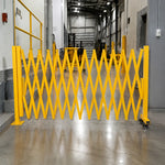 GROVIA Retractable Safety Barrier Gate 1.2m Height x 5m Expandable Steel Folding Fence for Factory Construction Area - Yellow