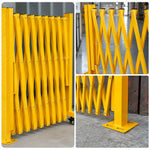 GROVIA Retractable Safety Barrier Gate 1.2m Height x 5m Expandable Steel Folding Fence for Factory Construction Area - Yellow