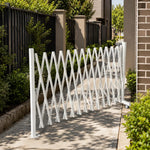 GROVIA Retractable Safety Barrier Fence 1.2m Height x 2.5m Expandable Steel Folding Gate for Factory Construction Area - White