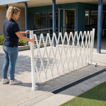 GROVIA Retractable Safety Barrier Fence 1.2m Height x 2.5m Expandable Steel Folding Gate for Factory Construction Area - White