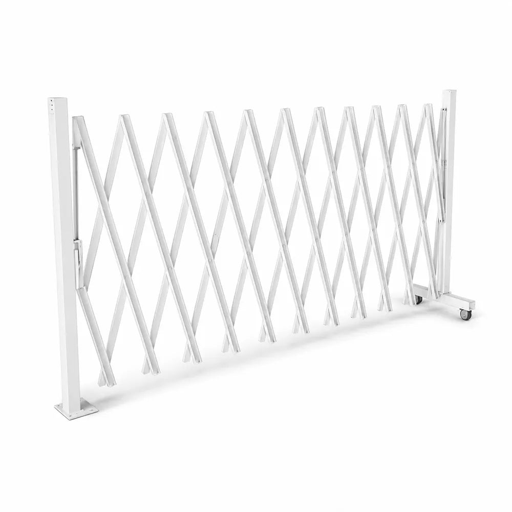 GROVIA Retractable Safety Barrier Fence 1.2m Height x 2.5m Expandable Steel Folding Gate for Factory Construction Area - White