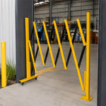 GROVIA Retractable Safety Barrier Fence 1.2m Height x 2.5m Expandable Steel Folding Gate with Cross Frame for Factory Area - Black & Yellow