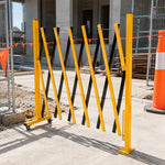 GROVIA Retractable Safety Barrier Fence 1.2m Height x 2.5m Expandable Steel Folding Gate with Cross Frame for Factory Area - Black & Yellow