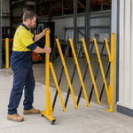 GROVIA Retractable Safety Barrier Fence 1.2m Height x 2.5m Expandable Steel Folding Gate with Cross Frame for Factory Area - Black & Yellow