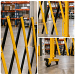 GROVIA Retractable Safety Barrier Fence 1.2m Height x 2.5m Expandable Steel Folding Gate with Cross Frame for Factory Area - Black & Yellow