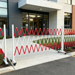 GROVIA Retractable Safety Barrier Fence 1.2m Height x 2.5m Expandable Steel Folding Gate with Wheels for Factory Area - Red & White