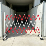GROVIA Retractable Safety Barrier Fence 1.2m Height x 2.5m Expandable Steel Folding Gate with Wheels for Factory Area - Red & White