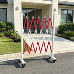GROVIA Retractable Safety Barrier Fence 1.2m Height x 2.5m Expandable Steel Folding Gate with Wheels for Factory Area - Red & White