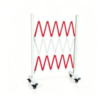 GROVIA Retractable Safety Barrier Fence 1.2m Height x 2.5m Expandable Steel Folding Gate with Wheels for Factory Area - Red & White