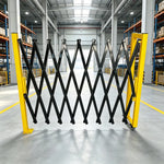 GROVIA Retractable Safety Barrier Fence 1.2m Height x 2.5m Expandable Steel Folding Gate with Warning Design for Factory Area - Black & Yellow