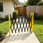 GROVIA Retractable Safety Barrier Fence 1.2m Height x 2.5m Expandable Steel Folding Gate with Warning Design for Factory Area - Black & Yellow
