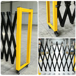 GROVIA Retractable Safety Barrier Fence 1.2m Height x 2.5m Expandable Steel Folding Gate with Warning Design for Factory Area - Black & Yellow