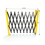 GROVIA Retractable Safety Barrier Fence 1.2m Height x 2.5m Expandable Steel Folding Gate with Warning Design for Factory Area - Black & Yellow