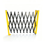 GROVIA Retractable Safety Barrier Fence 1.2m Height x 2.5m Expandable Steel Folding Gate with Warning Design for Factory Area - Black & Yellow