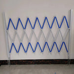 GROVIA Retractable Safety Barrier Fence 1.2m Height x 2.5m Expandable Steel Folding Gate with Warning Design for Outdoor Area - Blue & White
