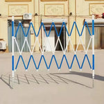 GROVIA Retractable Safety Barrier Fence 1.2m Height x 2.5m Expandable Steel Folding Gate with Warning Design for Outdoor Area - Blue & White