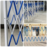 GROVIA Retractable Safety Barrier Fence 1.2m Height x 2.5m Expandable Steel Folding Gate with Warning Design for Outdoor Area - Blue & White