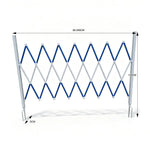 GROVIA Retractable Safety Barrier Fence 1.2m Height x 2.5m Expandable Steel Folding Gate with Warning Design for Outdoor Area - Blue & White