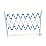 GROVIA Retractable Safety Barrier Fence 1.2m Height x 2.5m Expandable Steel Folding Gate with Warning Design for Outdoor Area - Blue & White