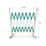 GROVIA Retractable Safety Barrier Fence 1.2m Height x 2.5m Expandable Steel Folding Gate with Warning Design for Outdoor Area - Green & White